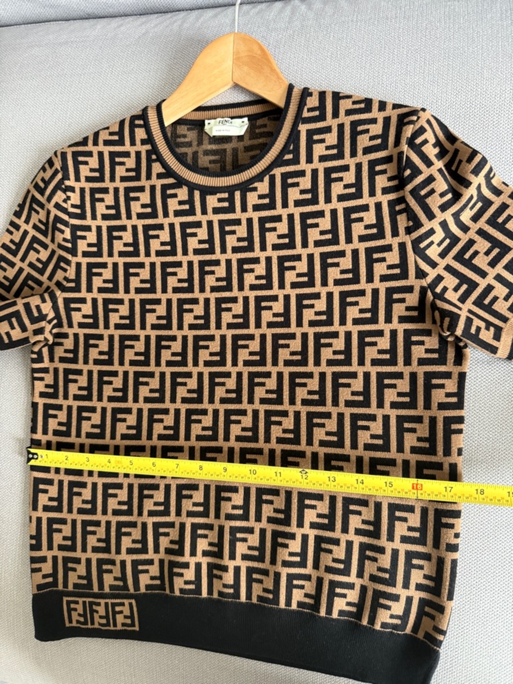 FENDI Sweater Fabric FF Motif Sweater Short Sleeve Size 44 - Picture 10 of 14